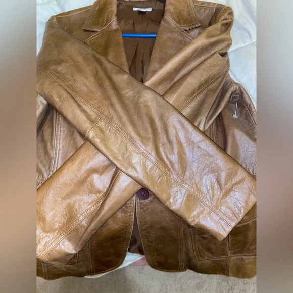 Halogen Brown Leather Jacket - Picture 3 of 7